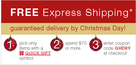 Free Express Shipping guaranteed delivery by Christmas Day!