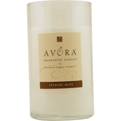 EVENING MUSK SCENTED by EVENING MUSK SCENTED ONE 3x6 inch GLASS PILLAR SCENTED CANDLE. A BLEND OF WARM PATCHOULI AND MUSK SWEETENED BY YLANG YLANG. BURNS APPROX. 90 HRS. for UNISEX