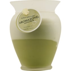 AVOCADO & VANILLA MINT ESSENTIAL BLEND by Avocado & Vanilla Mint Essential Blend - ONE 4x3 inch MEDIUM FROSTED GLASS VASE ESSENTIAL BLENDS CANDLE.  BURNS APPROX. 40 HRS.