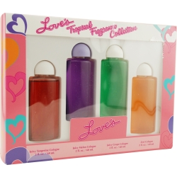 LOVES TROPICAL FRAGRANCE VARIETY by Dana SET-4 PIECE VARIETY WITH TANGERINE, MELON, GRAPE & ZEST AND ALL ARE COLOGNE 2 OZ for WOMEN