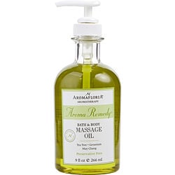 AROMA REMEDY by Aromafloria - BATH & BODY MASSAGE OIL 9 OZ BLEND OF TEA TREE, GERANIUM, AND MAY CHANG (PRESERVATIVE FREE)