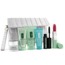 CLINIQUE CLINIQUE by Clinique Travel Set: Repairwear Contour + 7 day scrub Cream + Turnaround Concentrate + Moisturizer + Lip Gloss + Mascara + Bag--6pcs+1bag for WOMEN