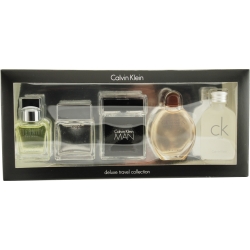 SET-5 PIECE MENS MINI VARIETY WITH OBSESSION & ETERNITY & EUPHORIA MEN & CK ONE & CALVIN KLEIN MAN AND ALL ARE .33 OZ EDT