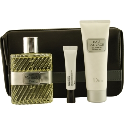 SET-EDT SPRAY 3.4 OZ & SHOWER GEL 2.5 OZ & DERMO SYSTEM .33 OZ & LEATHER TOILETRY BAG