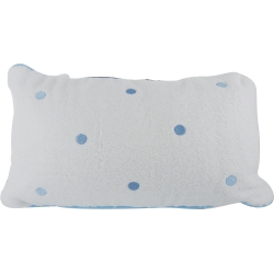 SPA ACCESSORIES LUXURY POLLYFILLED BATH PILLOW WITH EMBROIDERED DOTS - BLUE DOTS for UNISEX