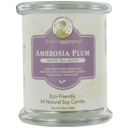ZHENA'S GYPSY TEA AMBROSIA PLUM WHITE TEA LIGHTS GLASS JAR CANDLE 8.8 OZ for UNISEX