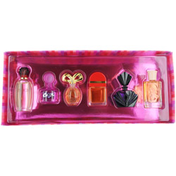 WOMENS VARIETY by Parfums International SET-6 PIECE MINI VARIETY WITH CURVE CRUSH & DESIGN & PASSION & RED DOOR & WHITE DIAMONDS & WHITE SHOULDERS & ALL ARE PARFUM MINIS for WOMEN