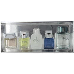 CALVIN KLEIN VARIETY by Calvin Klein SET-5 PIECE MENS MINI VARIETY WITH EUPHORIA MEN &ETERNITY & CK ONE & ETERNITY AQUA & CK FREE AND ALL ARE EDT .33 OZ MINIS for MEN
