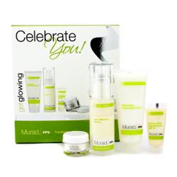 Murad by Murad Celebrate You! Get Glowing Set: Cleansing Cream + Age-Diffusing Serum + Sheer Lustre Day Moisture + Ulimate Moisture --4pcs for WOMEN