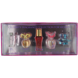 WOMENS VARIETY by Parfums International SET-5 PIECE MINI VARIETY WITH CURIOUS BRITNEY SPEARS .16 OZ & EVAMOUR BY EVA LONGORIA .25 OZ & M BY MARIAH CAREY LUSCIOUS PINK .16 OZ & UR BY USHER .17 OZ & WHITE DIAMONDS .12 OZ AND ALL ARE PARFUM MINIS for WOMEN