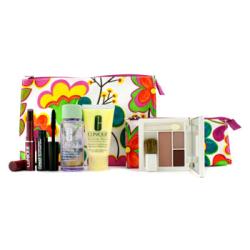 CLINIQUE by Clinique Travel Set: Makeup Remover 50ml + DDML 30ml + Colour Palette (#Mocha Pink) + Mascara 3.5ml + Lipstick 1.2g + 2x Bag --5pcs+2bags for WOMEN