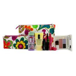 CLINIQUE by Clinique Travel Set: Makeup Remover 50ml + DDML 30ml + Colour Palette (# Pink Blush) + Mascara 3.5ml + Lipstick 1.2g + 2x Bag --5pcs+2bags for WOMEN