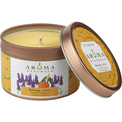 Relaxing Aromatherapy by Relaxing Aromatherapy ONE 2.5x1.75 inch TIN SOY AROMATHERAPY CANDLE. COMBINES THE ESSENTIAL OILS OF LAVENDER AND TANGERINE TO CREATE A FRAGRANCE THAT REDUCES STRESS. BURNS APPROX. 15 HRS for UNISEX photo