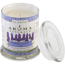 TRANQUILITY AROMATHERAPY by Tranquility Aromatherapy ONE 3.7x4.5 inch MEDIUM GLASS PILLAR SOY AROMATHERAPY CANDLE. THE ESSENTIAL OIL OF LAVENDER IS KNOWN FOR ITS CALMING AND HEALING BENEFITS. BURNS APPROX. 45 HRS. for UNISEX