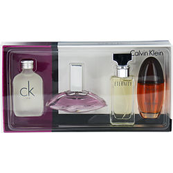 Calvin Klein Variety by Calvin Klein 4 PIECE WOMENS MINI VARIETY WITH OBSESSION & EUPHORIA & ETERNITY & CK ONE AND ALL ARE 0.5 OZ MINIS for WOMEN
