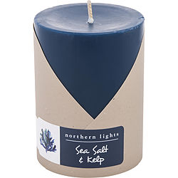 Sea Salt &amp; Kelp by Northern Lights ONE 3x4 inch PILLAR CANDLE. BURNS APPROX. 80 HRS. for UNISEX