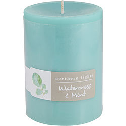 Watercress & Mint by Northern Lights ONE 3x4 inch PILLAR CANDLE. BURNS APPROX. 80 HRS. for UNISEX 287253