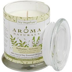 Meditation Aromatherapy by Mediation Aromatherapy ONE 3.7x4.5 inch MEDIUM GLASS PILLAR SOY AROMATHERAPY CANDLE. COMBINES THE ESSENTIAL OILS OF PATCHOULI & FRANKINCENSE TO CREATE A WARM AND COMFORTABLE ATMOSPHERE. BURNS APPROX. 45 HRS. for UNISEX