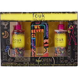 Fcuk Late Night by French Connection EDT SPRAY 3.4 OZ & BODY LOTION 8.4 OZ & FRAGRANCE MIST 8.4 OZ for WOMEN
