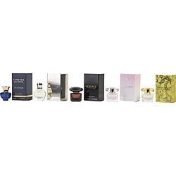 Versace Variety by Gianni Versace 5 PIECE WOMENS MINI VARIETY WITH CRYSTAL NOIR EDT & BRIGHT CRYSTAL EDT & YELLOW DIAMOND EDT & EROS POUR FEMME EDP & DYLAN BLUE EDP AND ALL ARE 0.17 OZ MINIS for WOMEN