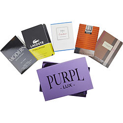 Purpl Lux Subscription Box For Men by $BURBERRY LONDON - $EAU DE CARTIER VETIVER BLEU - $LACOSTE CHALLENGE - $DUNHILL PURSUIT - $BANANA REPUBLIC MODERN for MEN