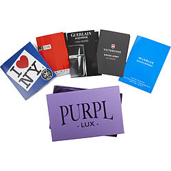 Purpl Lux Subscription Box For Men by $BOND NO. 9 I LOVE NY - $GUERLAIN HOMME L'EAU BOISEE - $DESIRE - $SWISS ARMY - $BANANA REPUBLIC WILDBLUE for MEN
