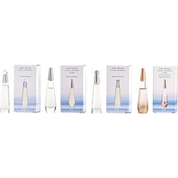 L'eau D'issey Variety by Issey Miyake 4 PIECE WOMENS MINI VARIETY WITH L'EAU D'ISSEY EDT & L'EAU D'ISSEY EAU DE PARFUM & L'EAU D'ISSEY PURE & L'EAU D'ISSEY PURE NECTAR AND ALL ARE 0.11 OZ MINIS for WOMEN