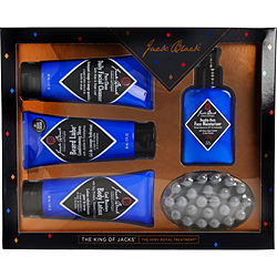 Jack Black by Jack Black The Jack of All Trades Set: Pure Clean Daily Facial Cleanser 3 oz + Beard Lube conditioning shave 3 oz+ Double-Duty Face Moisturizer SPF 20 3.3 oz + Cool Moisture Body Lotion 3 oz + Charcoal Body Bar Massaging 4.75 oz-5 pcs f