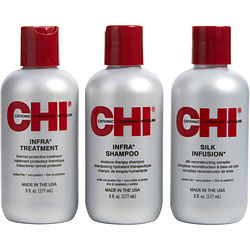 Chi by CHI THERMAL CARE TRIO SET -INFRA TREATMENT 6 OZ & SILK INFUSION 6 OZ & INFRA SHAMPOO 6 OZ for UNISEX