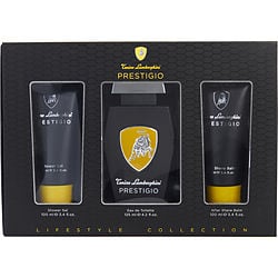 Lamborghini Prestigio by Tonino Lamborghini EDT SPRAY 4.2 OZ & AFTERSHAVE BALM 3.4 OZ & SHOWER GEL 3.4 OZ for MEN