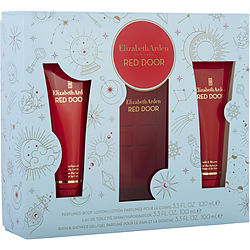 Red Door by Elizabeth Arden EDT SPRAY 3.3 OZ (NEW PACKAGING) & BODY LOTION 3.3 OZ & SHOWER GEL 3.3 OZ for WOMEN