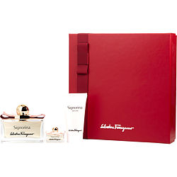 Signorina by Salvatore Ferragamo EAU DE PARFUM SPRAY 3.4 OZ & BODY LOTION 1.7 OZ & EAU DE PARFUM SPRAY 0.17 OZ MINI for WOMEN