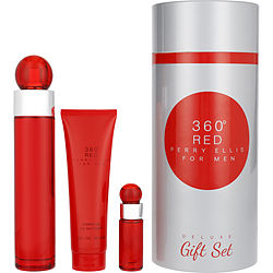 Perry Ellis 360 Red by Perry Ellis EDT SPRAY 3.4 OZ & SHOWER GEL 3 OZ & EDT SPRAY 0.25 OZ MINI for MEN
