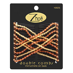 Zhoe by Zhoe DOUBLE HAIR COMBS - BROWN & GOLD for UNISEX