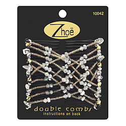 Zhoe by Zhoe DOUBLE HAIR COMBS - WHITE CRYSTALS & GOLD for UNISEX