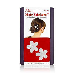 Mia by Mia SMALL HAIR STICKERS - SILVER FLOWERS PAIR for UNISEX
