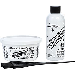 Manic Panic by Manic Panic FLASH LIGHTENING COMPLETE HAIR LIGHTENING KIT: BLEACH POWDER & 30 VOLUME CREAM DEVELOPER & MIXING TUB & TINT BRUSH & PLASTIC CAP & PLASTIC GLOVES & INSTRUCTION BOOKLET for UNISEX
