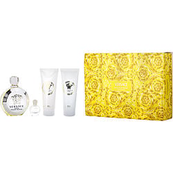 Versace Eros Pour Femme by Gianni Versace EAU DE PARFUM SPRAY 3.4 OZ & BODY LOTION 3.4 OZ & SHOWER GEL 3.4 OZ & EAU DE PARFUM 0.17 OZ MINI for WOMEN