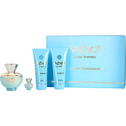 Versace Dylan Turquoise by Gianni Versace EDT SPRAY 3.4 OZ & SHOWER GEL 3.4 OZ & BODY GEL 3.4 OZ & EDT 0.17 OZ MINI for WOMEN