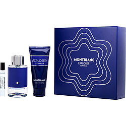 Mont Blanc Explorer Ultra Blue by Mont Blanc EAU DE PARFUM SPRAY 3.3 OZ & SHOWER GEL 3.3 OZ & EAU DE PARFUM SPRAY 0.25 OZ MINI for MEN