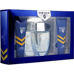 Top Gun Chevron by Top Gun EDT SPRAY 3.4 OZ & AFTERSHAVE BALM 3.4 OZ & HAIR AND BODY WASH 3.4 OZ for MEN