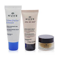 Nuxe by Nuxe Moisture Me Kit: Creme Fraiche De Beaute 48Hr Moisturising Cream 30ml + Reve De Miel Honey Lip Balm 15g + Reve De Miel Hand & Nail Cream 30ml -3pcs for WOMEN