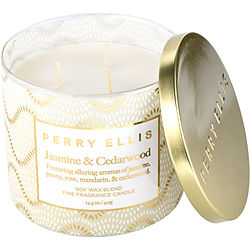 Perry Ellis Jasmine & Cedarwood by Perry Ellis SCENTED CANDLE 14.5 OZ for UNISEX