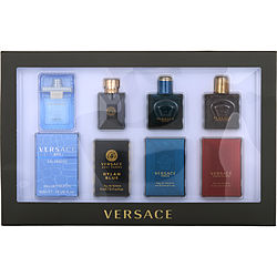Versace Variety by Gianni Versace 4 PIECE MENS MINI VARIETY WITH EROS FLAME EDP & EROS EDT & MAN EAU FRAICHE EDT & DYLAN BLUE EDT AND ALL 0.17 OZ MINI for MEN