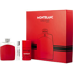 Mont Blanc Legend Red by Mont Blanc EDP SPRAY 3.3 OZ & DEODORANT STICK 2.5 OZ & EDP SPRAY 0.25 OZ for MEN