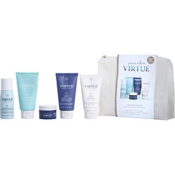Virtue by Virtue MINI MUST-HAVES KIT: RECOVERY SHAMPOO 2 OZ & RECOVERY CONDITIONER 2 OZ & UN-FRIZZ CREAM 2 OZ & 6-IN-1 STYLER 2 OZ & TREATMENT MASK 0.5 OZ for UNISEX