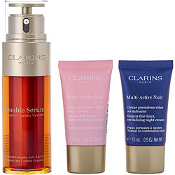 Clarins by Clarins Double Serum 50ml + Multi-Active Day Cream AST 15ml + Multi-Active Night Cream N/C 15ml + Double Serum Eye Sachet 0.9ml -4pcs for WOMEN 451454
