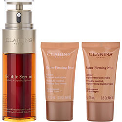 Clarins by Clarins Double Serum 50ml + Extra-Firming Day Cream AST 15ml + Extra-Firming Night Cream AST 15ml + Double Serum Eye Sachet 0.9ml -4pcs for WOMEN 451455