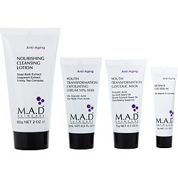 M.A.D. Skincare by M.A.D. Skincare Discover Anti-Aging: Cleansing Lotion 60ml + Exfoliating Serum 14.7g + Glycolic Mask 14.7g + Retinol Eye Serum 7.3g -4pcs for UNISEX 470155