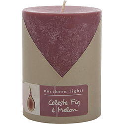 Celeste Fig &amp; Melon by Northern Lights ONE 3X4 INCH PILLAR CANDLE. BURNS APPROX. 80 HRS. for UNISEX